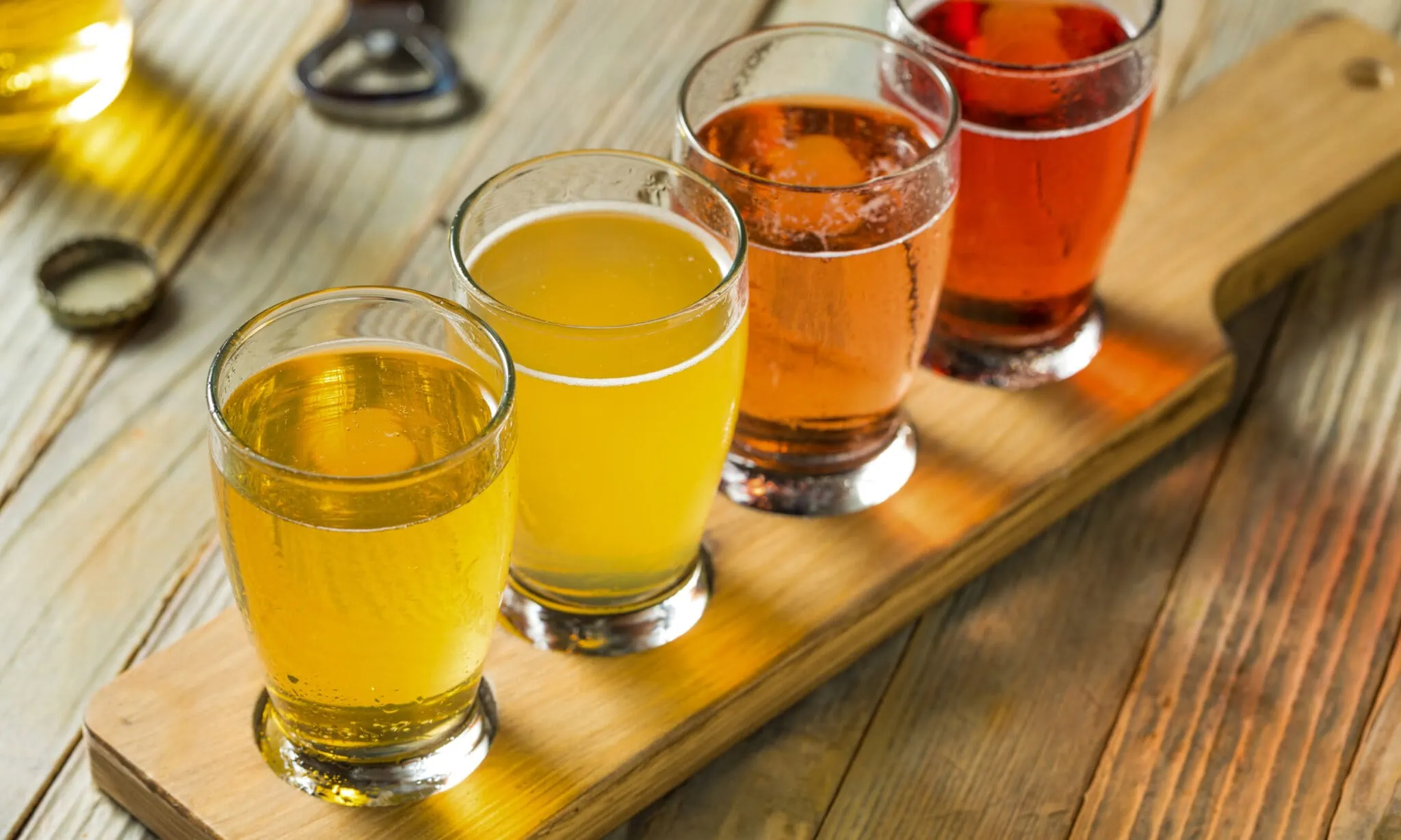 Craft cider flight at an Asheville cidery